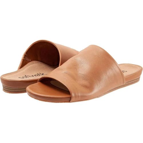 SoftWalk Camano Sandals Women's US 9.5 Narrow Tan Leather Slip On Slide RHS8491