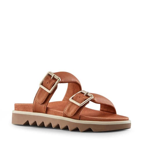 Cougar Nifty Sandals Women's 6 Brown Leather Buckle Strap Comfort Slide RHS8789