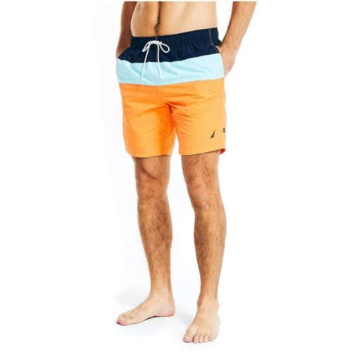 Nautica Swim Trunks Men's Large Multi 8" Inseam Drawstring Waist Beach FTS1638