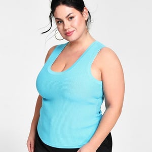 Nina Parker Trendy Ribbed Tank Sweater Womens 4x Turq Pool Knit Pullover FTS1562