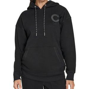 Calvin Klein Eco Hoodie Women's Large Black Fleece Long Sleeve Pullover FTS1564