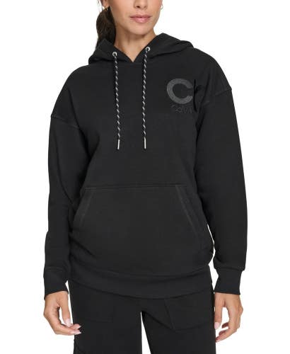 Calvin Klein Eco Hoodie Women's Large Black Fleece Long Sleeve Pullover FTS1564