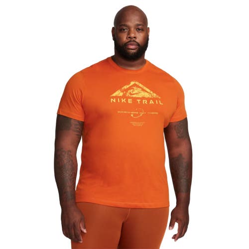 Nike Dri-FIT Trail T-Shirt Men's XL Orange Graphic Relaxed Fit Running FTS1635