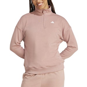 Adidas Essentials Sweatshirt Womens M Warm Clay French Terry Quarter Zip FTS1569