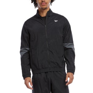 Reebok Track Jacket Mens 2XL Black Gray Long Sleeve Full Zip Performance FTS1608