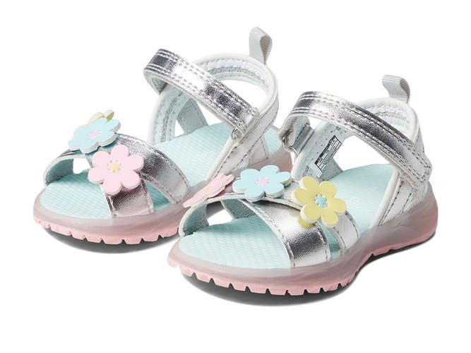 Carter's Sandals Girls 5 Silver Round Toe Adjustable Strap Embellished ZAP2632