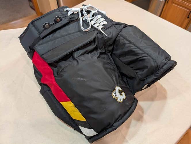 Vaughn V10 Pro Carbon goalie pants - Calgary Flames reverse retro pro stock