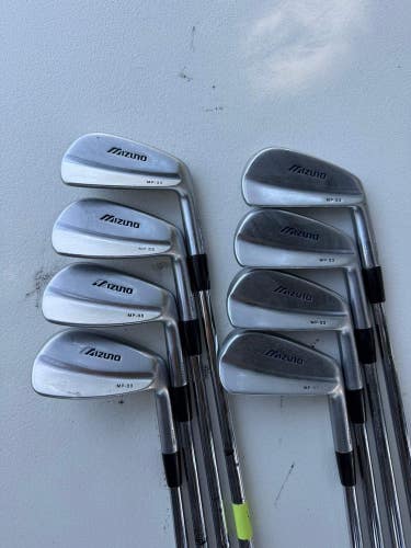 Mizuno MP 33 Iron Set 3-PW Gold Plus S300 Stiff Flex +1/4" NICE