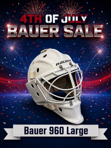 S20 Bauer 960 Profile Senior Large White Goalie Mask W/ New White Cat Eye Cage + Foam (Used)