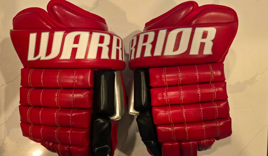 Warrior Franchise Hockey Gloves Custom 14N MIC Carolina Hurricanes Pro Stock