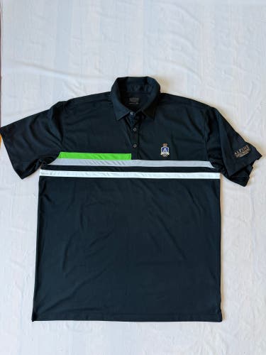 Alpine Golf Resort Black polo shirt chest striped men's XXL