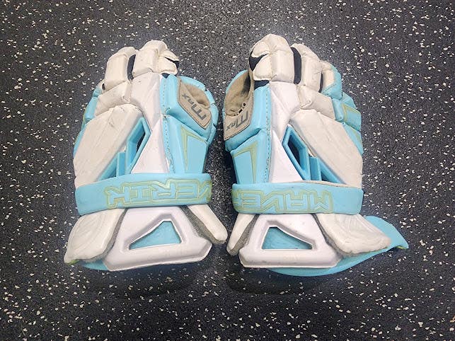 Used Maverik MAX Lacrosse Gloves Mens Carolina Blue 13" 11849-S000041606
