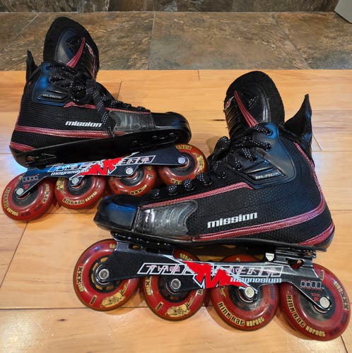 Mission Commander Black Inline Roller Hockey Skates Size 9D