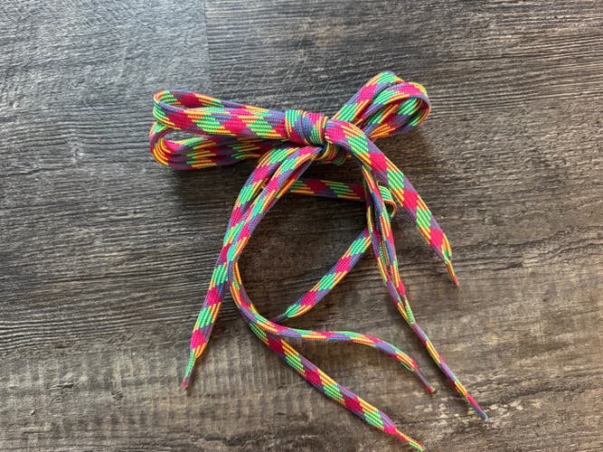 Patterned Lacrosse Shooting Strings | Lot of 4 | Pink/Teal/Yellow