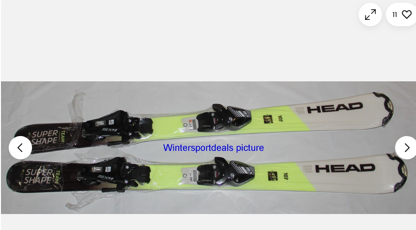 NEW HEAD kids 107cm skis + size adjustable 4.5 GW bindings 21.5
