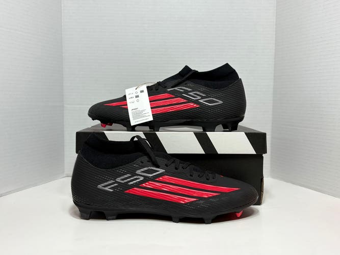 Black Red Men's Size M 9.0 (W 10.0) Adidas F50 mid cut FG MG Soccer Cleats Molded Cleats JR9007