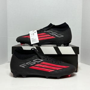 Black Red Men's Size M 9.5 (W 10.5) Adidas F50 mid cut FG MG Soccer Cleats Molded Cleats JR9007