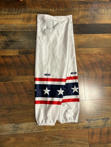 Atlanta Gladiators game worn USA ECHL White Senior Athletic Knit Socks Pro Stock (Used)