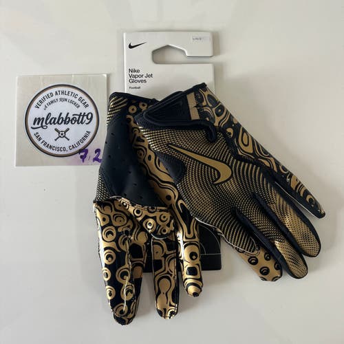 Nike Vapor Jet 8.0 Football Gloves Metallic Pack - Black/Gold - Men's L