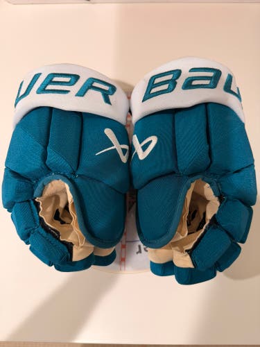 San Jose Sharks Dmitry Orlov Teal Used Gloves 14”