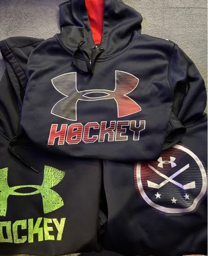 Lot of 3 Black Men's Medium/Large Under Armour hockey hoodies