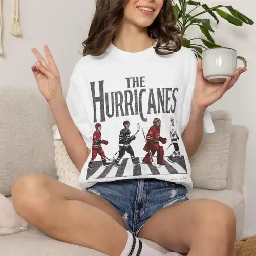 The Hurricanes Abbey Road Parody Shirt | Vintage Carolina Ice Hockey Fan White T-Shirt