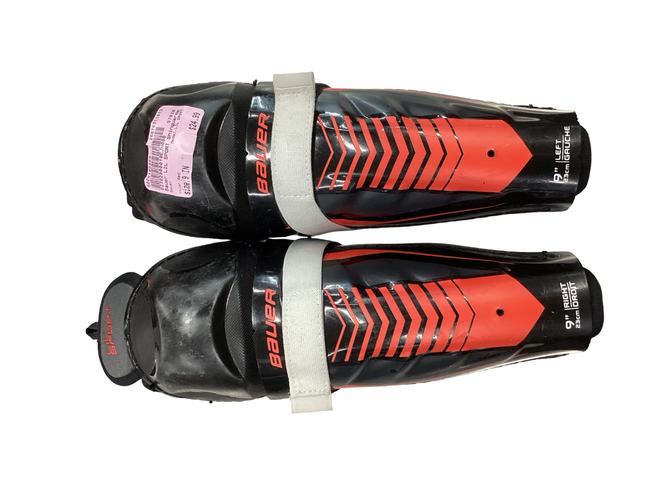 Used Bauer LIL SPORT Junior Shin Guards Red 9" 11613-S000185459