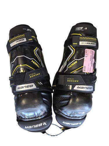 Used Bauer SUPREME Youth Shin Guards Black 8" 11450-S000524281