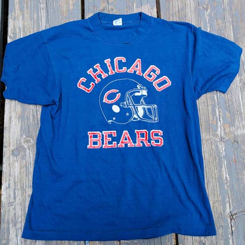 Vintage 80s Champion Blue Bar Chicago Bears NFL T-Shirt Mens XL 50/50 USA