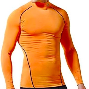 Tesla Compression Baselayer orange Hyper Dry Mock Long Sleeve Shirt UPF50 XL New