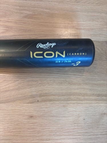 2023 Rawlings Icon Composite BBCOR Certified Bat (-3) 30 oz 33" (Used)