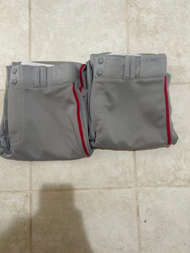 2 Gray XL Youth Champro Game Pants (Red Piping)