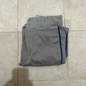 Gray XL Youth Champro Game Pants (Blue Piping)