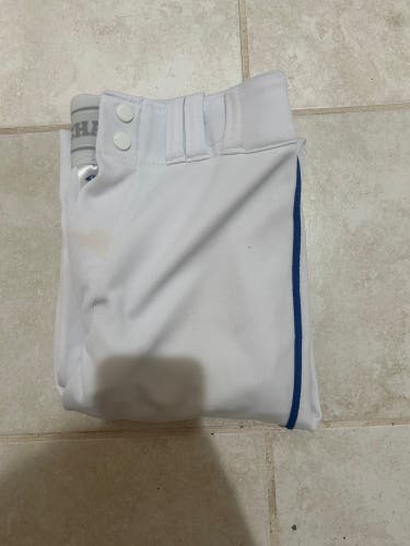 White XL Youth Champro Game Pants (Blue Piping)