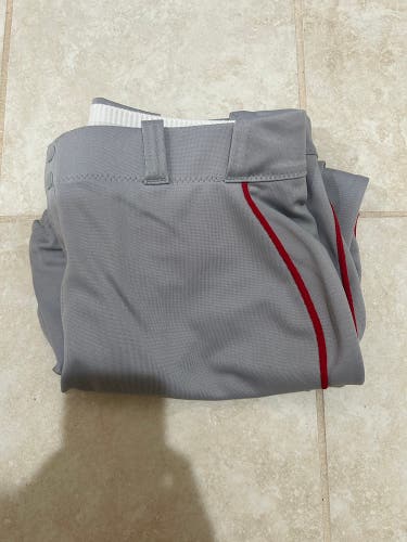 Gray Men's Small Adult Majestic Tapered Pants (Red Piping)