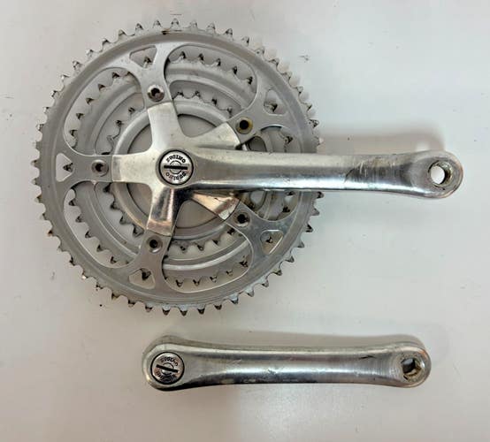 Vintage Sugino 175mm 50/40/28 Silver Aluminum/Steel Touring Triple Crankset Caps