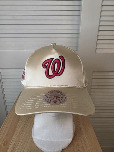 NWS Washington Nationals Mitchell & Ness Pinch Satin Snapback Hat MLB
