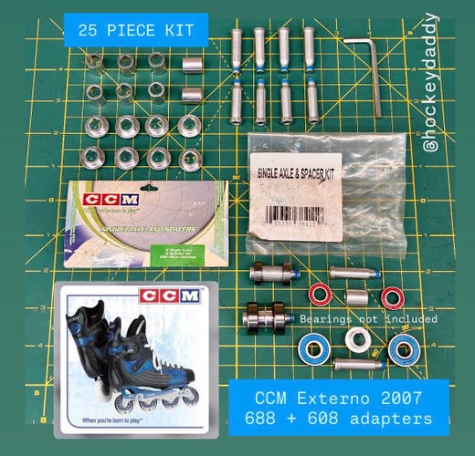 CCM Externo Chassis [ 25 Piece 688 + 608 Adapter ] Axles + Spacers Inline Hockey Skates