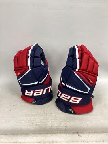 Used Bauer VAPOR HYPERLITE Senior Gloves Navy Blue And Red 15" 11851-S000048618