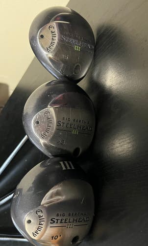 Callaway Big Bertha Steelhead III RH Fairway Wood Set 3, 5, Driver Uniflex Steel
