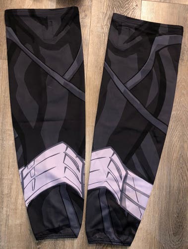 GAME USED ALLEN AMERICANS BLACK PANTHER  HOCKEY SOCKS SIZE 32