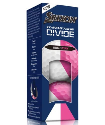Srixon Q-Star Tour Divide Golf Balls (White/Pink, 3pk) 1 Sleeve 2026 NEW