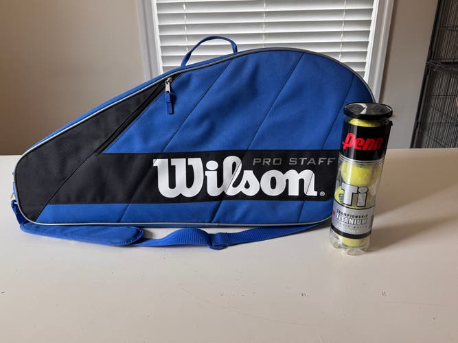 4 Wilson US Open Tennis Racquets with bag and balls (Used)