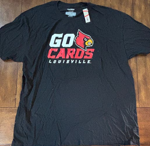 Louisville Cardinals T-Shirt Adult 2XL Black with Cardinal Logo U of L NWT