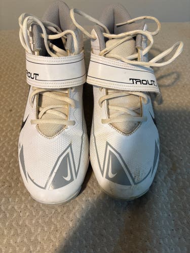 White Men's Size M 10.0 (W 11.0) Adult Nike Force Zoom Trout 8 Elite Molded Cleats (Used)