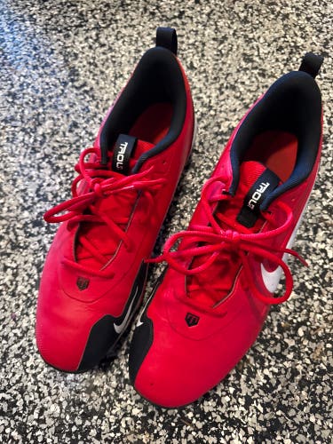 Red Men's Size M 11.0 (W 12.0) Adult Nike FastFlex Low Top Molded Cleats (Used)