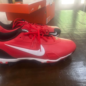 Red Men's Size M 12.0 (W 13.0) Adult Nike Trout Low Top Molded Cleats (New)