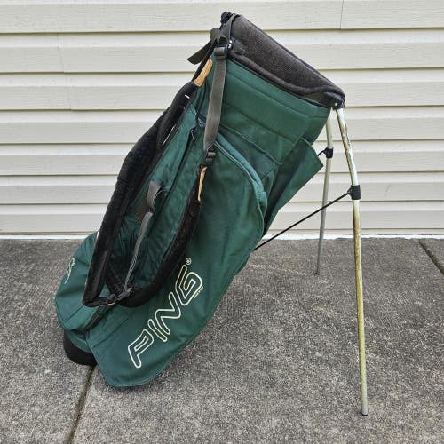 Vintage Ping Karsten Hoofer Green Golf Stand Bag 4-Way Divider Dual Strap
