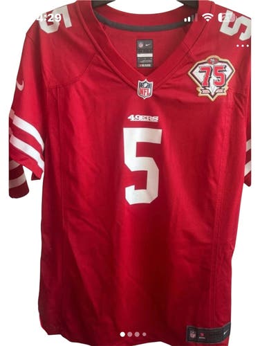 Nike SF 49ers Trey Lance #5 Jersey w/ 75th Anniversary Patch - XL