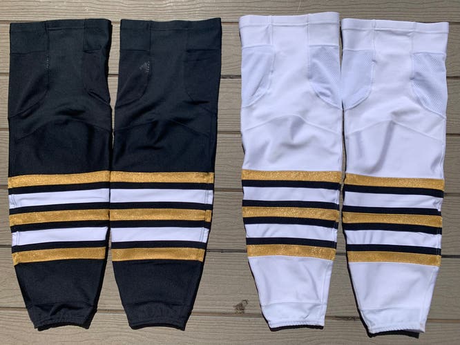 Boston Bruins Gold Centennial SET OF 2 Black & White Large Pro Stock Socks *Read Full Description*